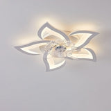Scandinavian Modern Luxury Flower LED Flush Mount Ceiling Fan Light (Iron & Acrylic)