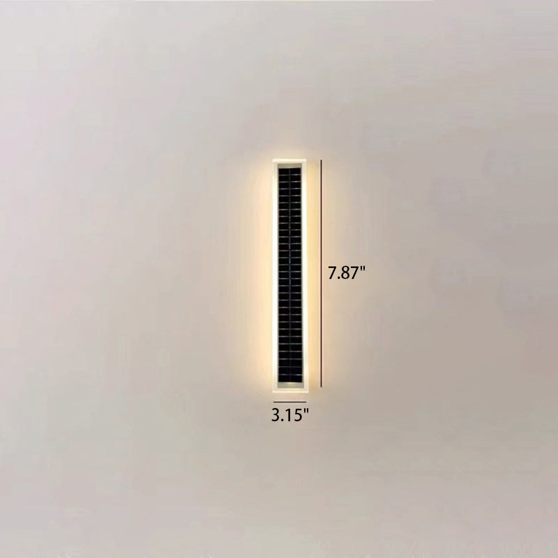 Sleek Minimalist Outdoor Solar LED Rectangular Strip Wall Sconce Lamp - Waterproof Patio Lighting