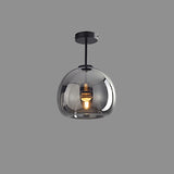 Elegant Nordic Luxury Round Glass Ball 1-Light Semi-Flush Mount Ceiling Light