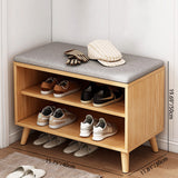 Contemporary Scandinavian Solid Wood Shoe Storage Cabinet, 2-Tier Entryway Organizer with Cotton-Linen Accents