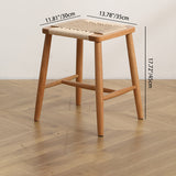 Elegant Traditional Japanese Rectangular Rope-Woven Wooden Bar Stool for the Dining Room
