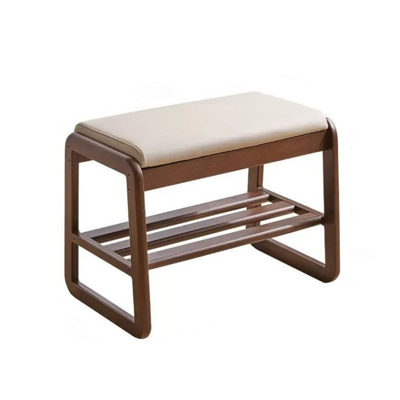 Sleek Contemporary Scandinavian Rectangular Solid-Wood Shoe Storage with 1 Shelf - Entryway Organizer