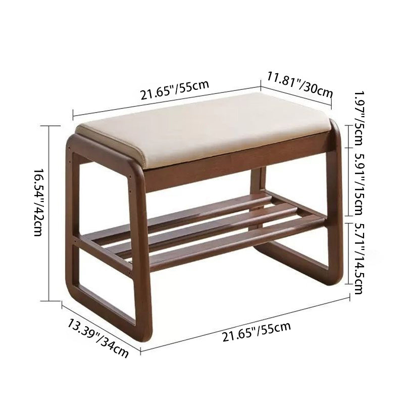 Sleek Contemporary Scandinavian Rectangular Solid-Wood Shoe Storage with 1 Shelf - Entryway Organizer