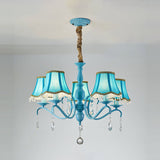 Elegant Modern Cone Iron Crystal Fabric Chandelier – 5/6/8-Light Options