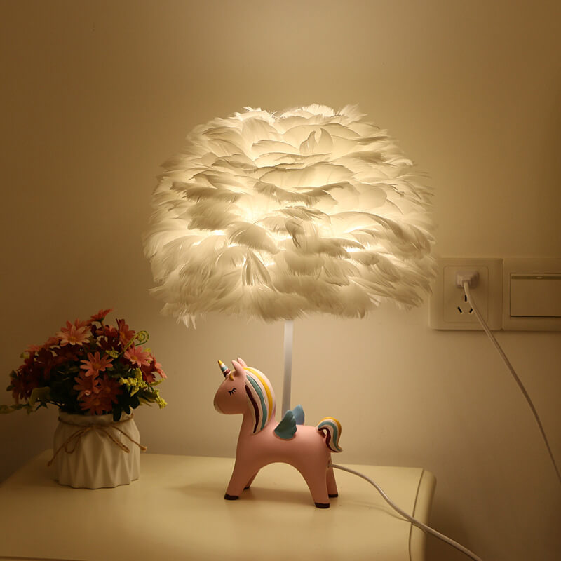 Modern Creative Unicorn Feather Kids Table Lamp – 1-Light