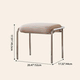 Modern Scandinavian Vanity Stool – Square, Cotton-Linen Upholstery, Stainless Steel Frame, Backless, for Bedroom