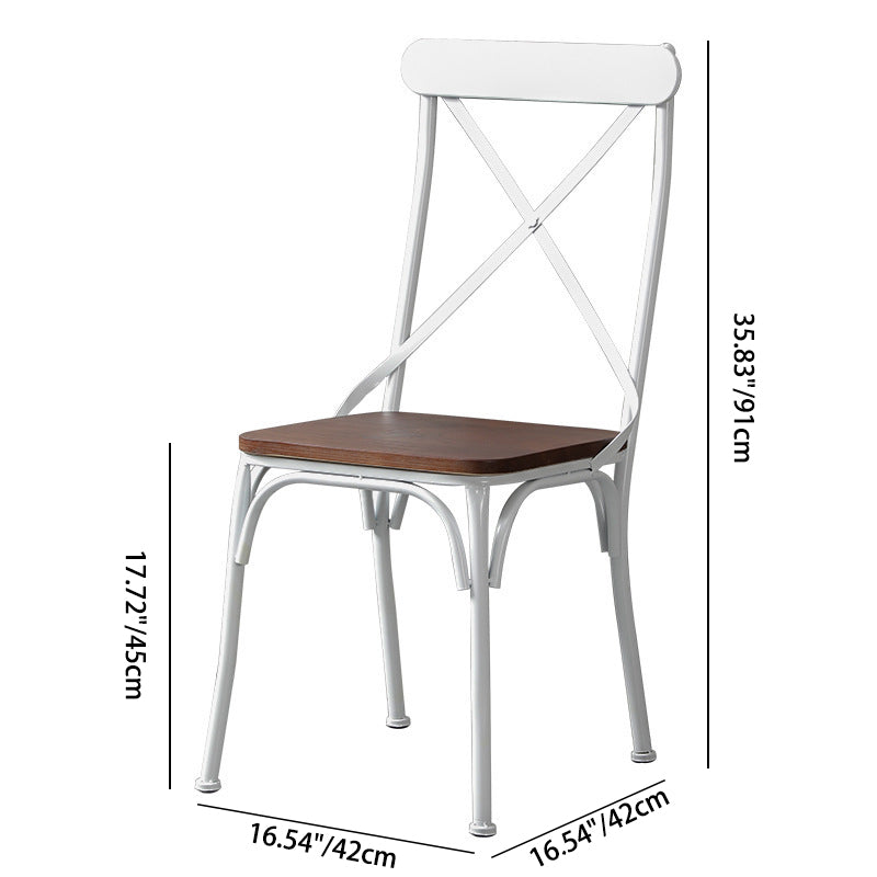 Contemporary Industrial PU Leather, Wood & Iron Dining Chair & Table Set with Square X-Back for Dining Room
