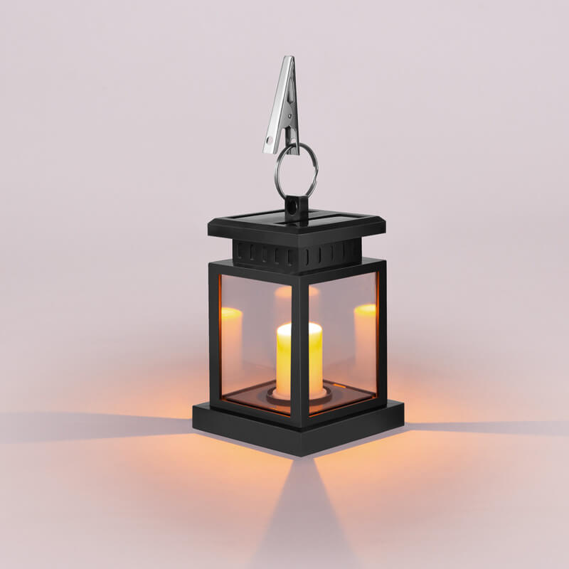 Solar-Powered Vintage Candle Lantern with LED — Outdoor Hanging Light