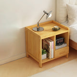Sleek Modern Minimalist Rectangular Bamboo Nightstand with One-Third Drawer for Bedroom