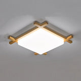 Modern Solid Wood Square LED Flush-Mount Ceiling Light – Tatami-Style Japanese Design