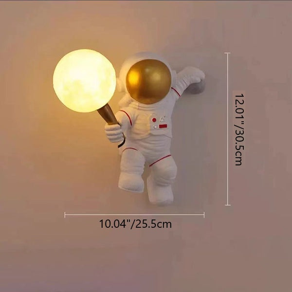 Creative Contemporary Cartoon Astronaut Wall Sconce - 1-Light Bedroom Lamp (Resin & ABS)