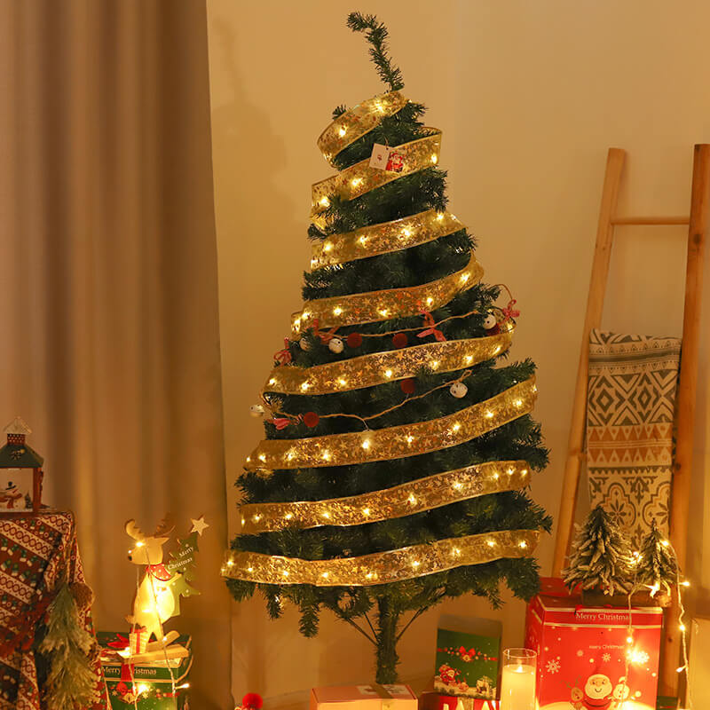 Christmas LED Copper Wire Ribbon Lights - Bow-Tie Style Flexible String Lights for Festive Decor, Props, and Holiday Cheer