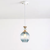 Nordic Gradient Glass Orb Three-Light Island Chandelier
