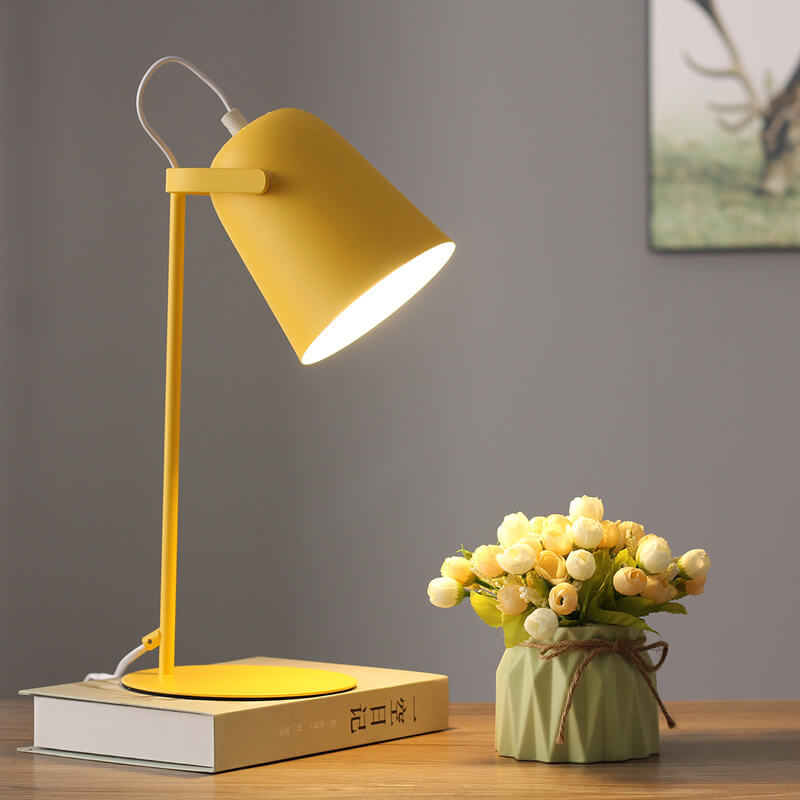 Nordic Macaron-Colored Iron Bucket Table Lamp with Creative 1-Light Design