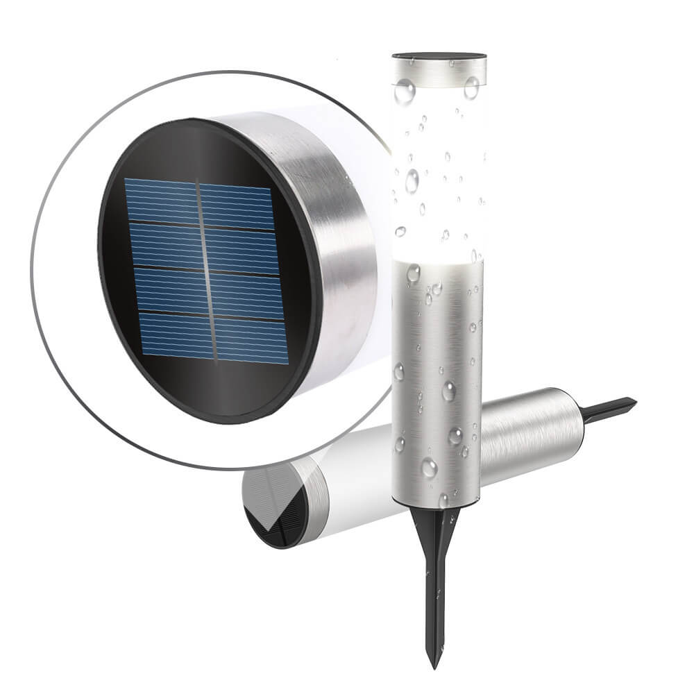 Modern Stainless Steel Cylindrical Solar LED Ground Light for Outdoor Lawn & Garden – Waterproof Landscape Light