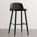 Sleek Modern Minimalist Rectangular Carbon Steel Bar Stool with Plastic Backrest for Dining Room