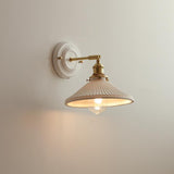 Vintage Japanese Ceramic & Brass 1-Light Wall Sconce Lamp