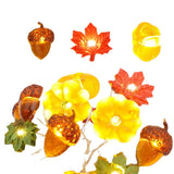 Modern Thanksgiving Maple, Acorn & Pumpkin Decor with 30 LED String Lights
