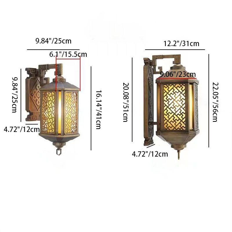 Traditional Chinese Pagoda-Style Brushed Aluminum 1-Light Wall Sconce for Outdoor Patio