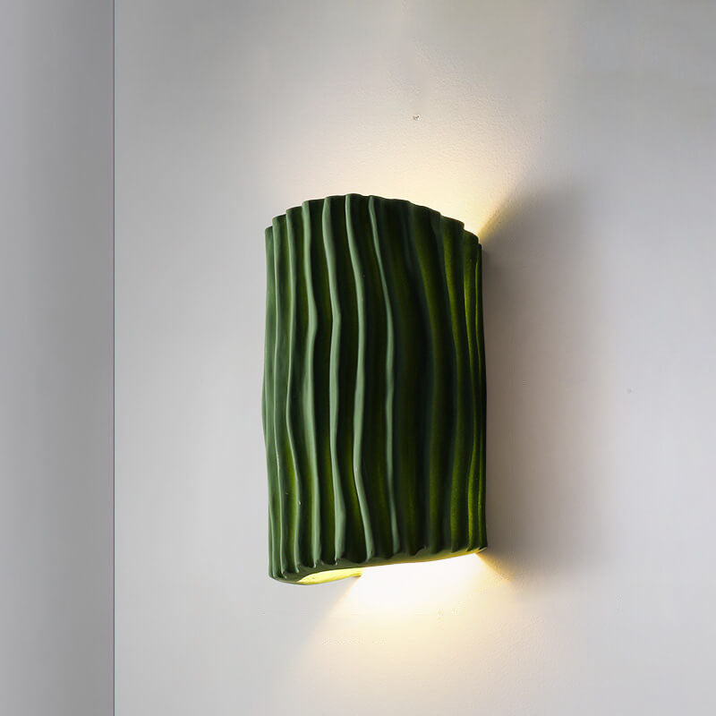 Nordic-Inspired Resin-Striped Half-Cylinder 2-Light Wall Sconce Lamp