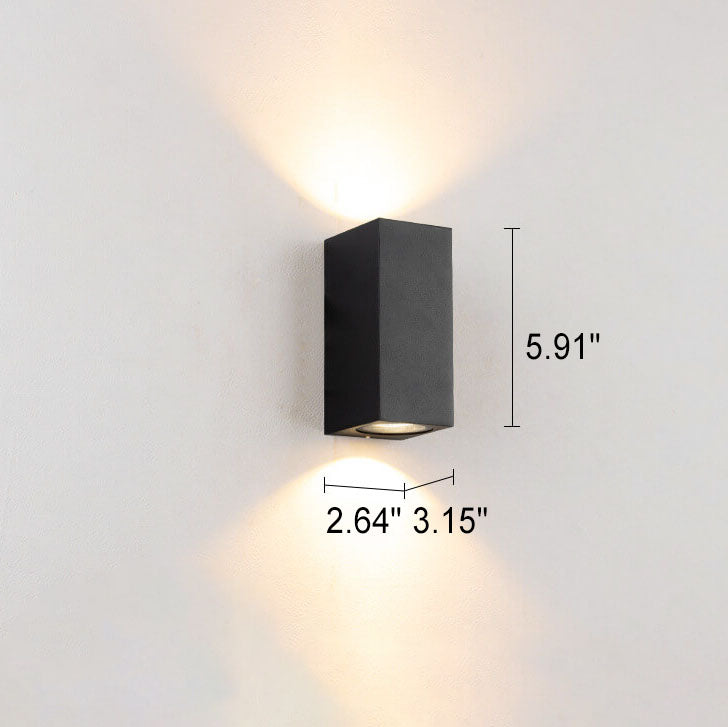 Sleek Modern Outdoor 2‑Light Wall Sconce with Glass Cylinder Shade — Waterproof Aluminum Lamp