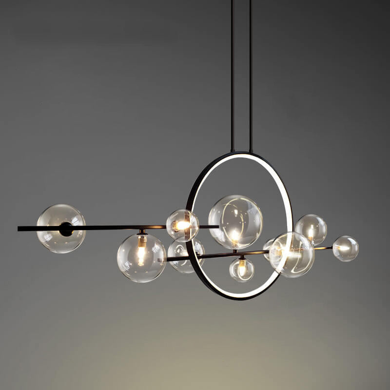 Modern Glass Long Bubble Magic Bean Island Light Chandelier — Sleek Statement Pendant Lighting