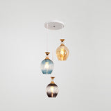 Nordic Gradient Glass Orb Chandelier - 3-Light Modern Pendant