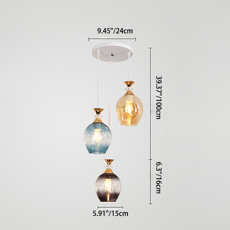 Nordic Gradient Glass Orb Chandelier - 3-Light Modern Pendant
