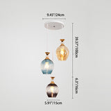 Nordic Gradient Glass Orb Chandelier - 3-Light Modern Pendant