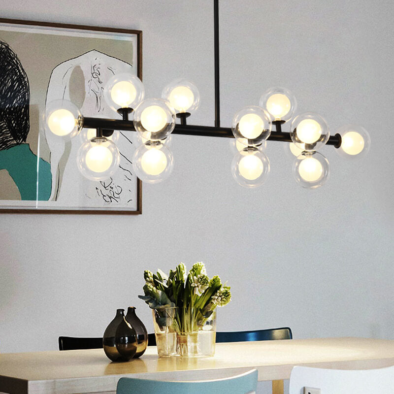 Nordic Light Luxury Glass Ball Chandelier - Magic Bean Island Light, 16-Light