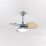 Simple Colorful Round Leaf Ceiling Fan for Kids with Light and Downrod