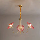 Elegant Modern Art Deco Gold-Finish Frame with Lotus Leaf Glass Shade, 3/6-Light Living Room Chandelier