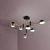 Sleek Modern Minimalist Black & Gold 4-8 Light Semi-Flush Mount Ceiling Light