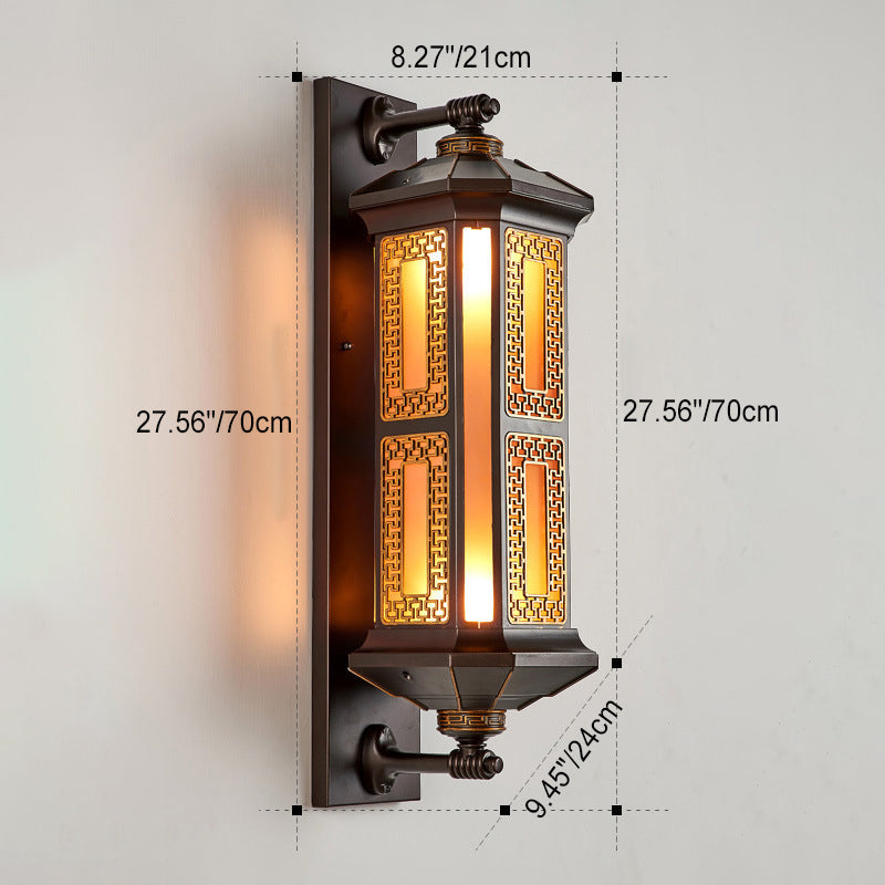 Traditional Chinese-Style Waterproof Aluminum Glass Cylinder Wall Sconce Lamp – 1/2 Light Outdoor Patio