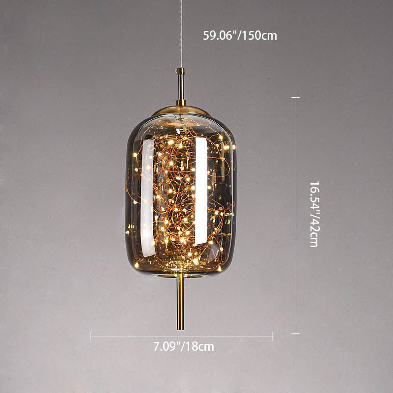 Sleek Contemporary Scandinavian Glass Cylinder Oval 1-Light Pendant for Bedroom