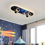 Creative Cartoon Skateboard LED Kids’ Flush Mount Ceiling Light – Acrylic Ceiling Fixture