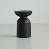 Traditional Japanese Wabi-Sabi Wood End Table with Geometric Design - Living Room Accent