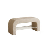 Modern Minimalist Long Rectangular Storage Bench with Lambswool PU Leather and Iron Frame – 1 Shelf, Ideal for Entryways