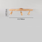 Japanese Minimalist Wooden LED Track Lighting, 2/3/4/5-Light, Semi-Flush Mount Ceiling Light
