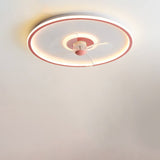 Sleek Modern Acrylic Round LED Flush-Mount Ceiling Fan with Integrated Light