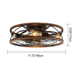 Nordic Industrial Wrought Iron Cylinder 4-Light Flush-Mount Ceiling Light with Hidden Fan