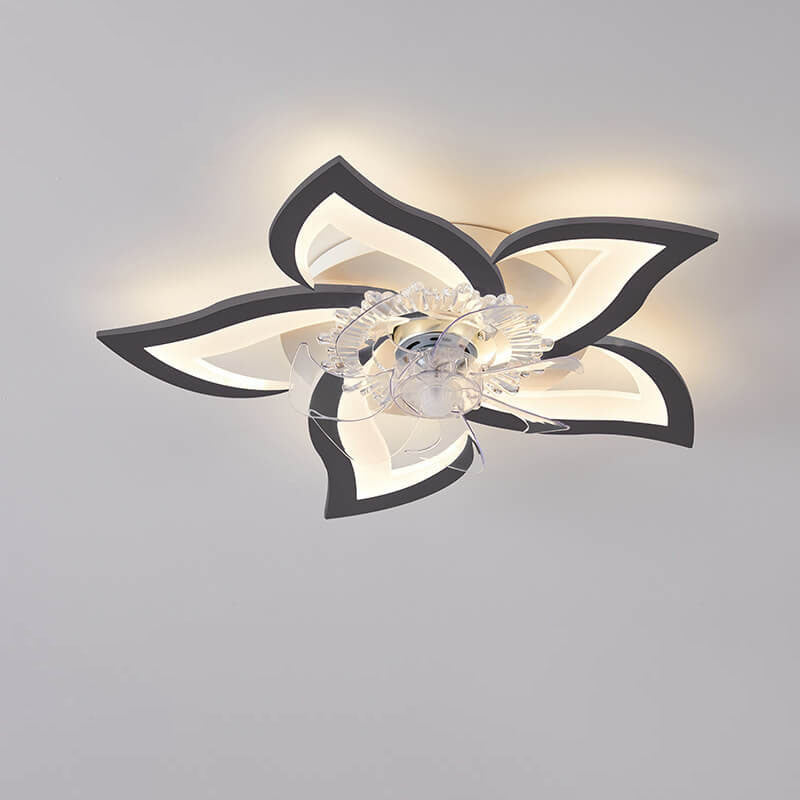 Scandinavian Modern Luxury Flower LED Flush Mount Ceiling Fan Light (Iron & Acrylic)
