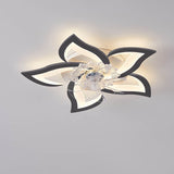 Scandinavian Modern Luxury Flower LED Flush Mount Ceiling Fan Light (Iron & Acrylic)