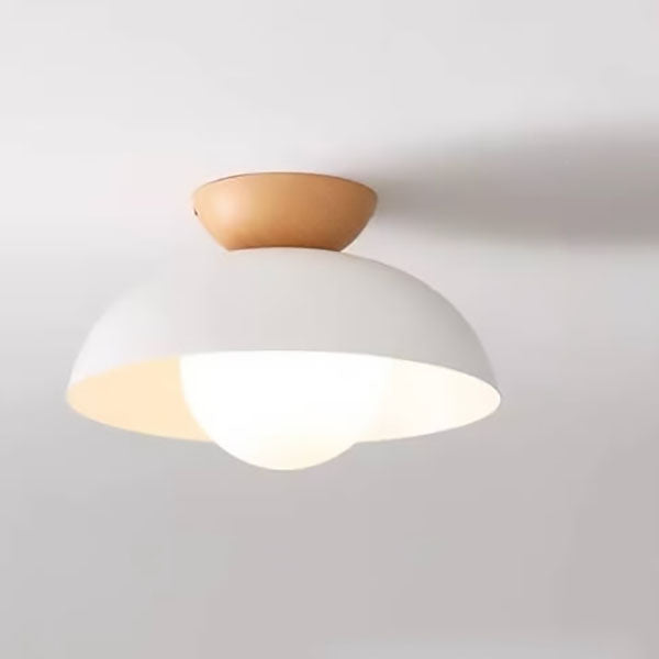 Sleek Modern Wrought Iron Log-Bowl-Shaped 1-Light Semi-Flush Mount Ceiling Light