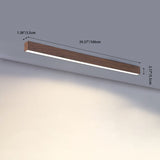 Sleek Modern Minimalist Wood-Grain Aluminum LED Flush-Mount Ceiling Light