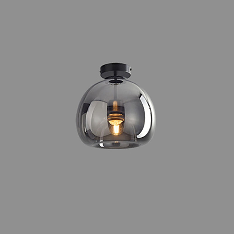 Elegant Nordic Luxury Round Glass Ball 1-Light Semi-Flush Mount Ceiling Light