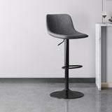Luxurious Contemporary Curved Faux Leather Bar Stool – Height-Adjustable, Swivel, with Backrest and Footrest for Dining Room