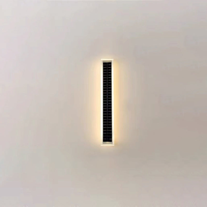 Sleek Minimalist Outdoor Solar LED Rectangular Strip Wall Sconce Lamp - Waterproof Patio Lighting