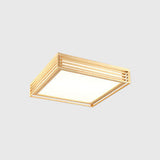 Nordic Solid Wood Square LED Tatami-Style Flush Mount Ceiling Light