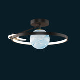 Sleek Modern Space Planet Globe LED Ceiling Light - Semi-Flush Mount